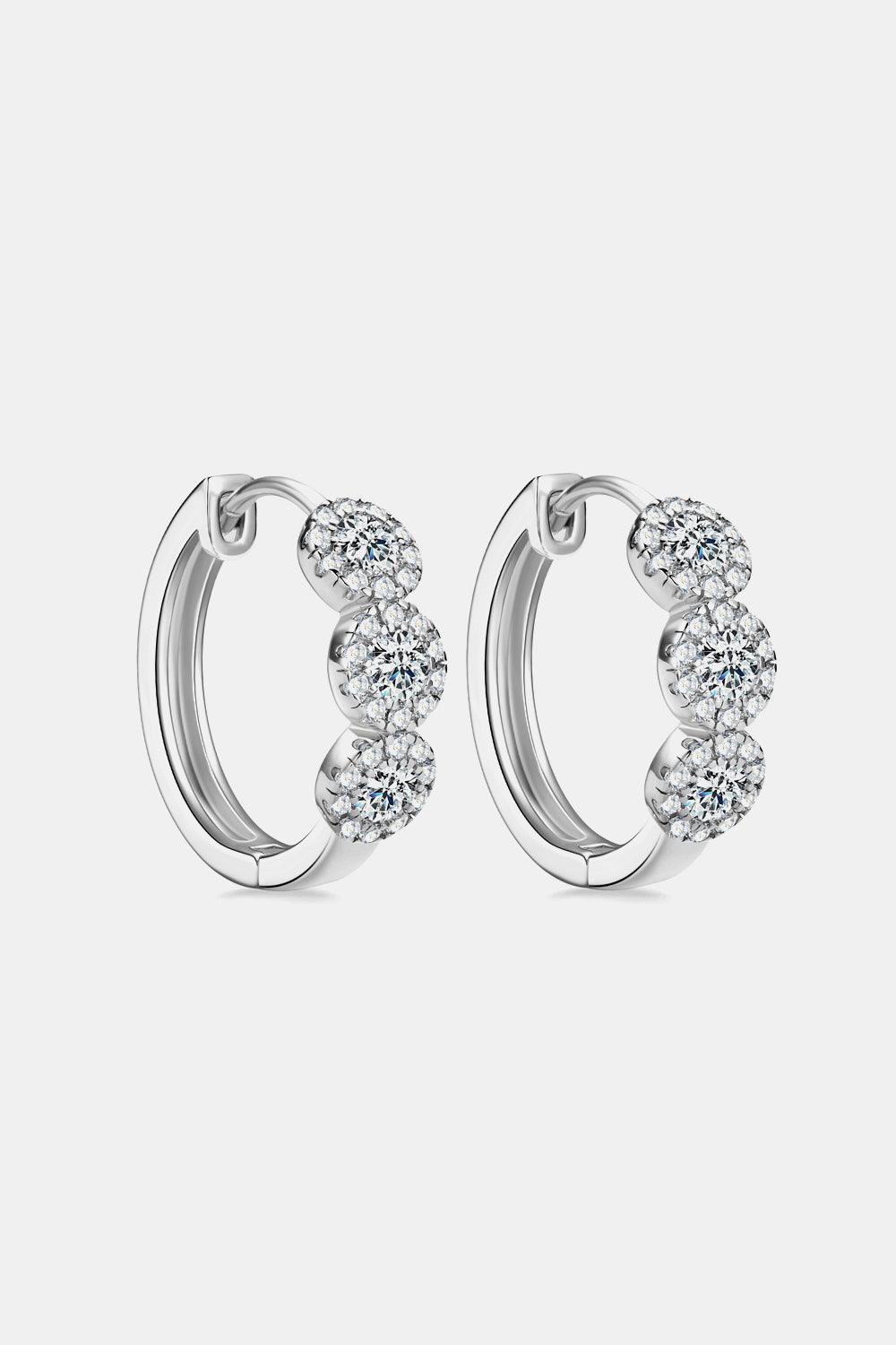 Moissanite 925 Sterling Silver Huggie Earrings - Earring