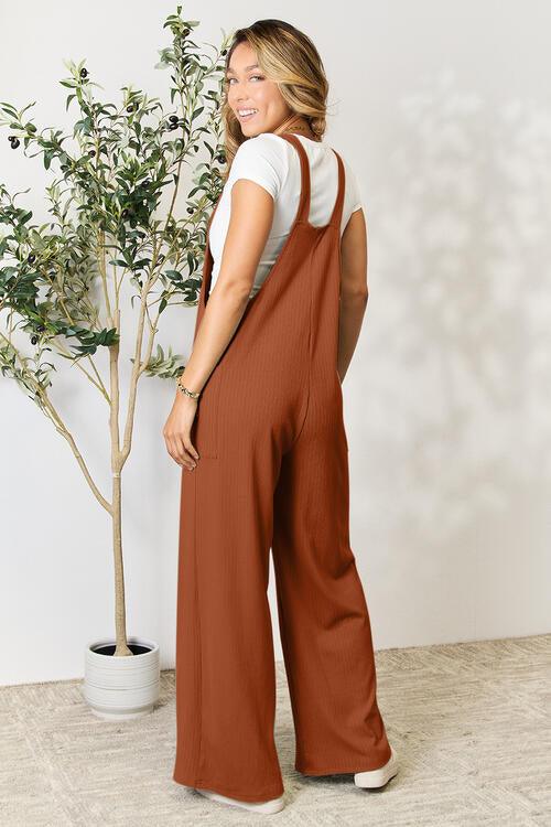 Double Take Wide Strap Overall with Pockets - Overall