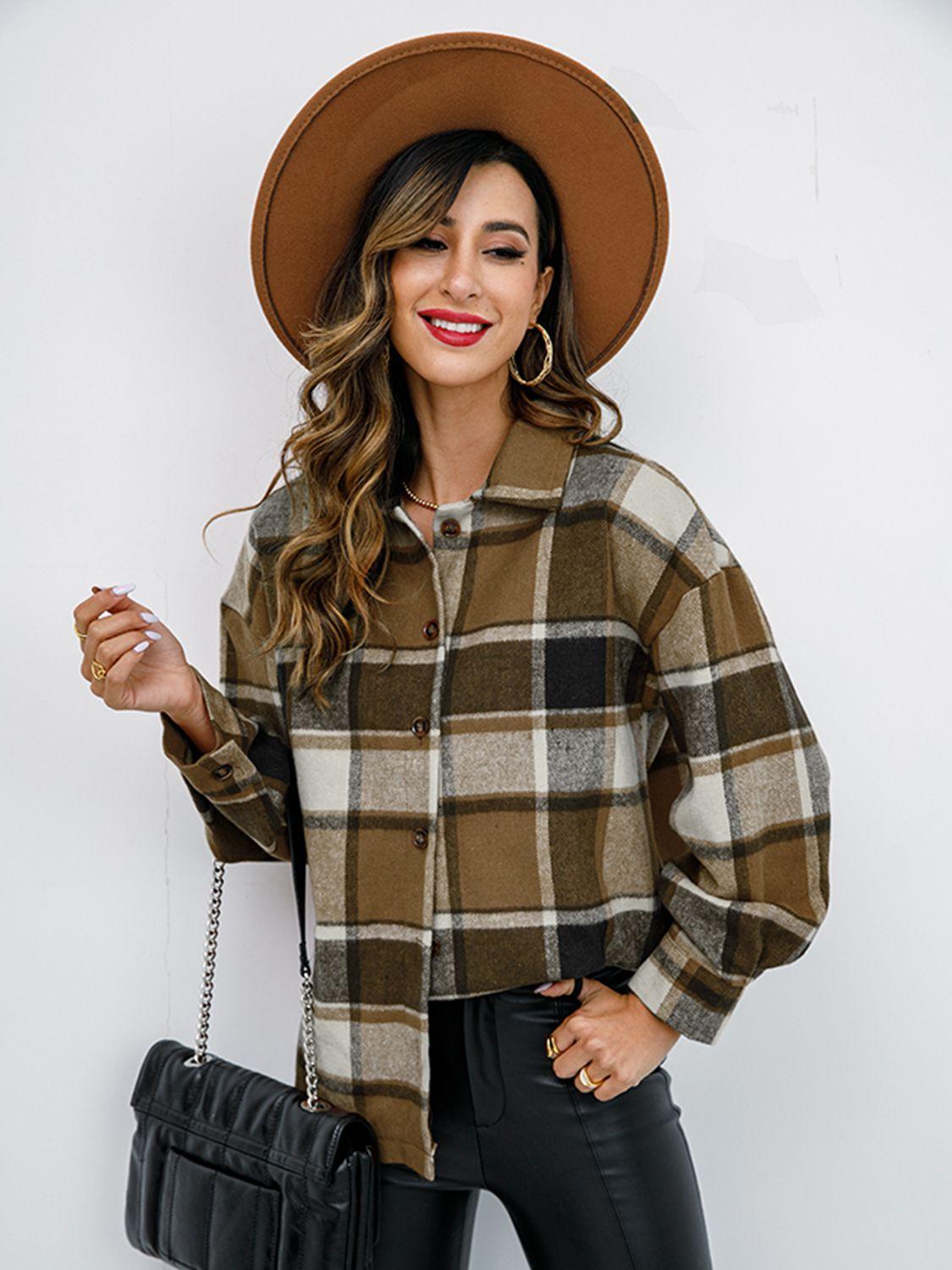 Plaid Button-Down Shirt Jacket - Shirt