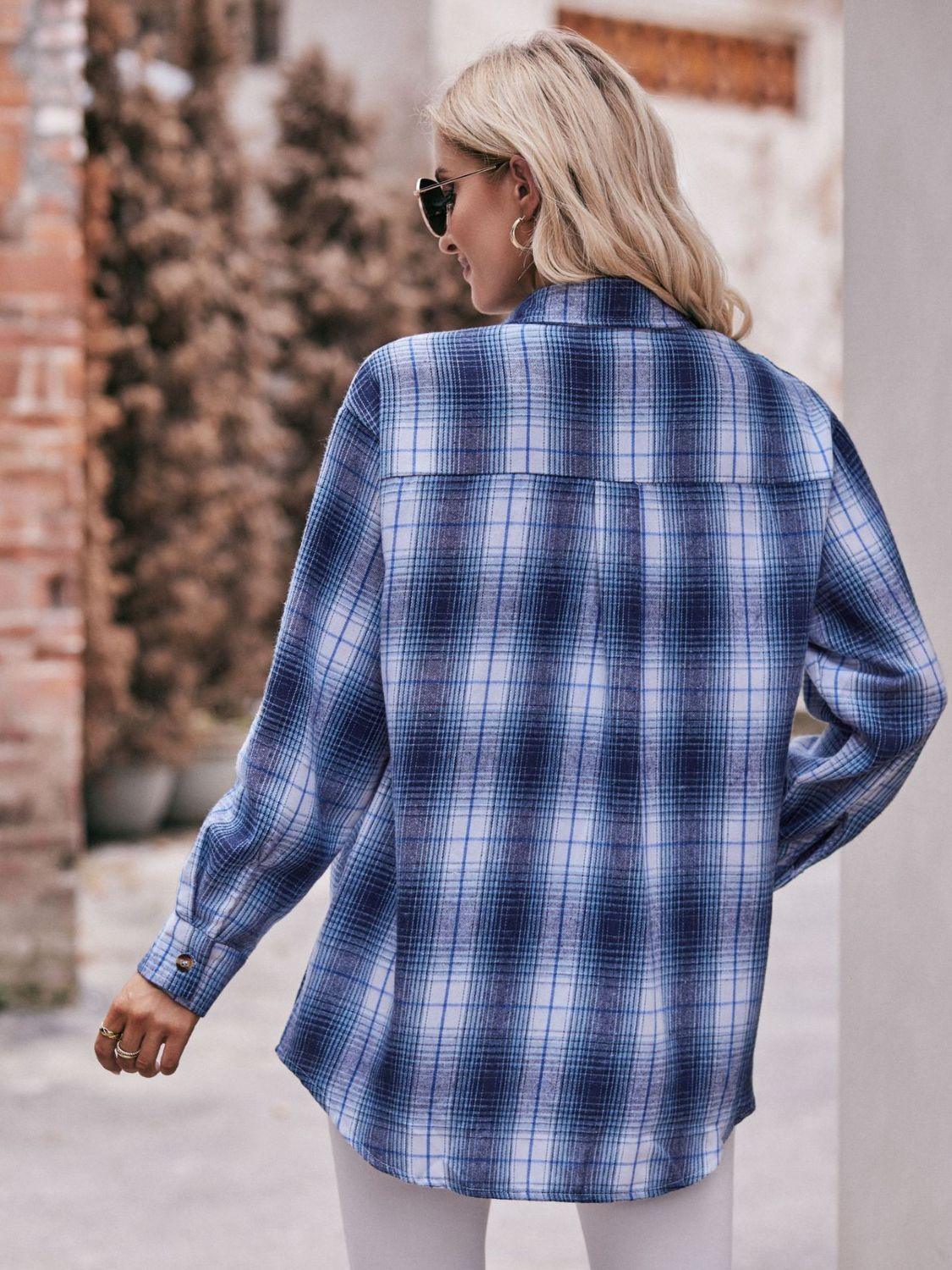 Plaid Dropped Shoulder Longline Oversized Shirt - Shirt