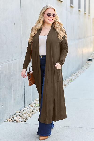 Basic Bae Full Size Open Front Long Sleeve Cover Up - Cardigan