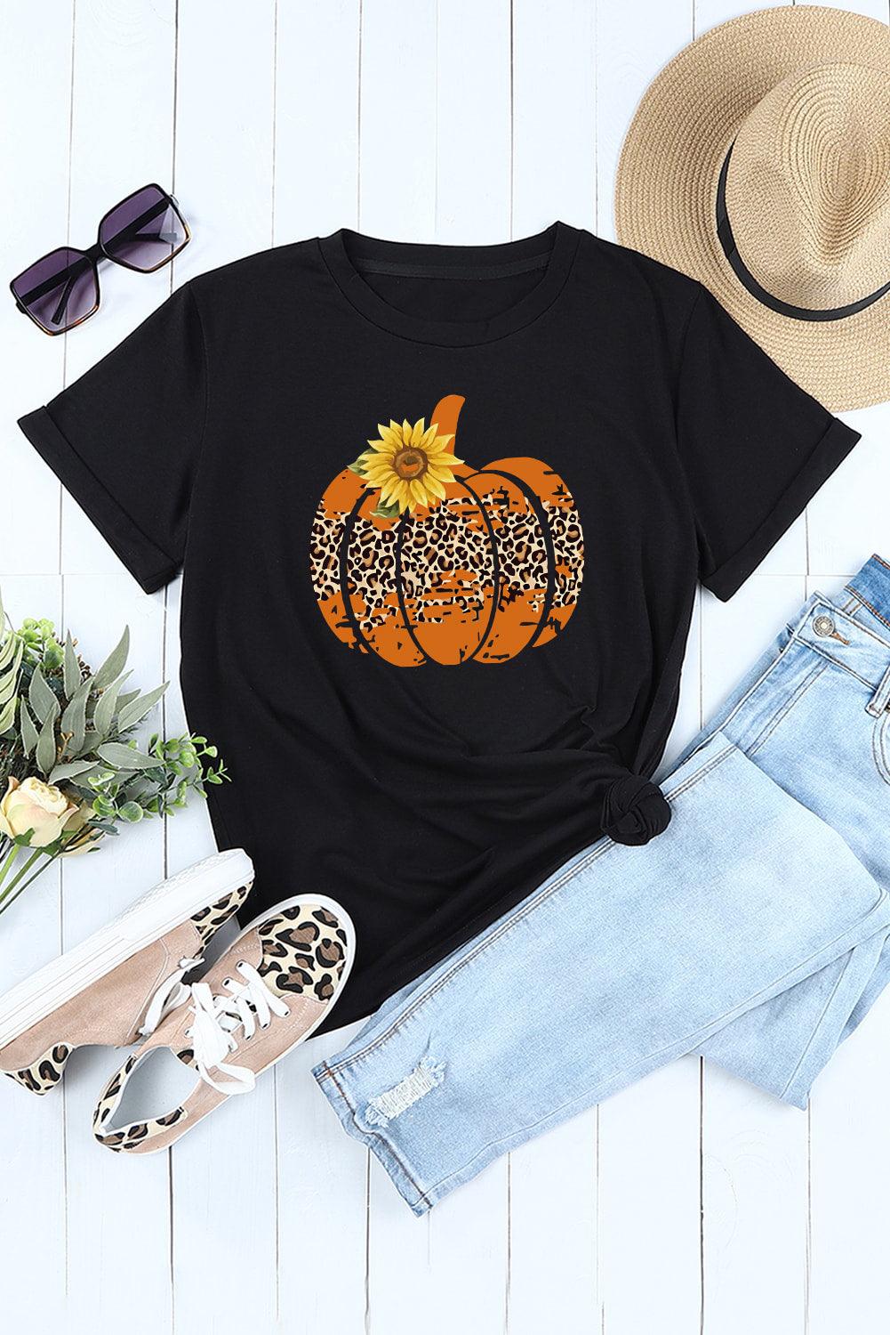 Sunflower Pumpkin Graphic Tee - T-Shirt