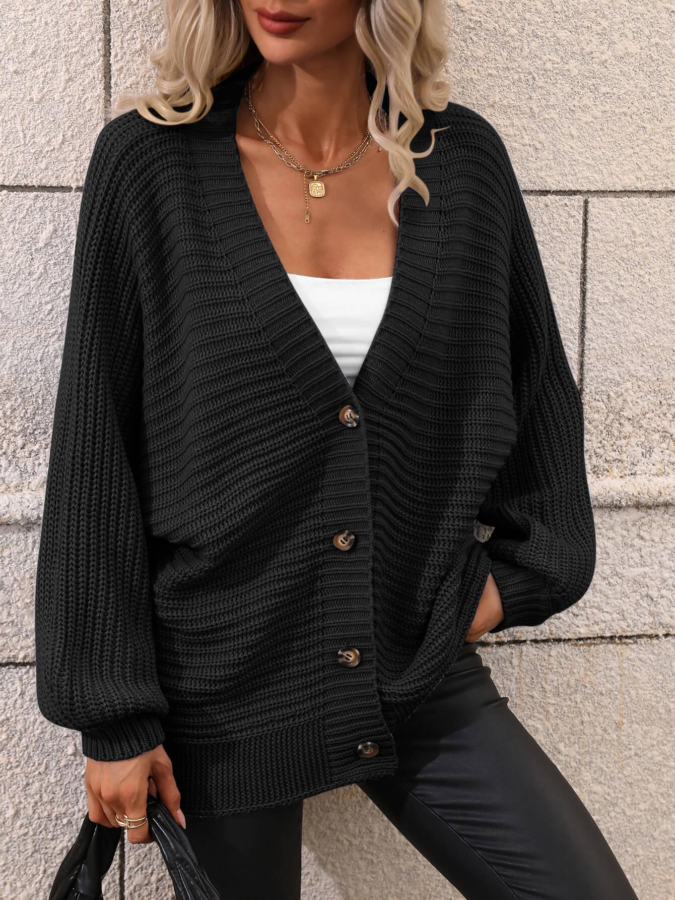 Button Down Ribbed Longline Cardigan - Cardigan