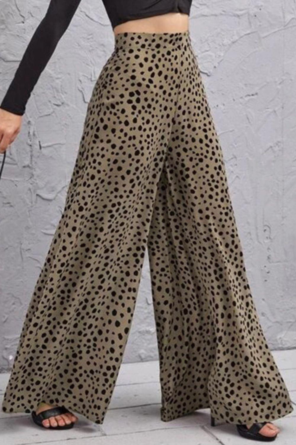 Animal Print Wide Leg High-Rise Culottes - Pant