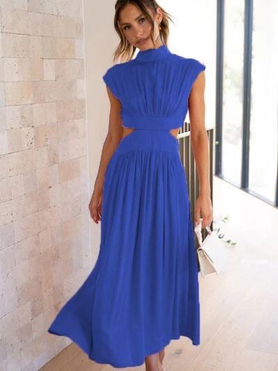 Cutout Mock Neck Sleeveless Maxi Dress - Dresses