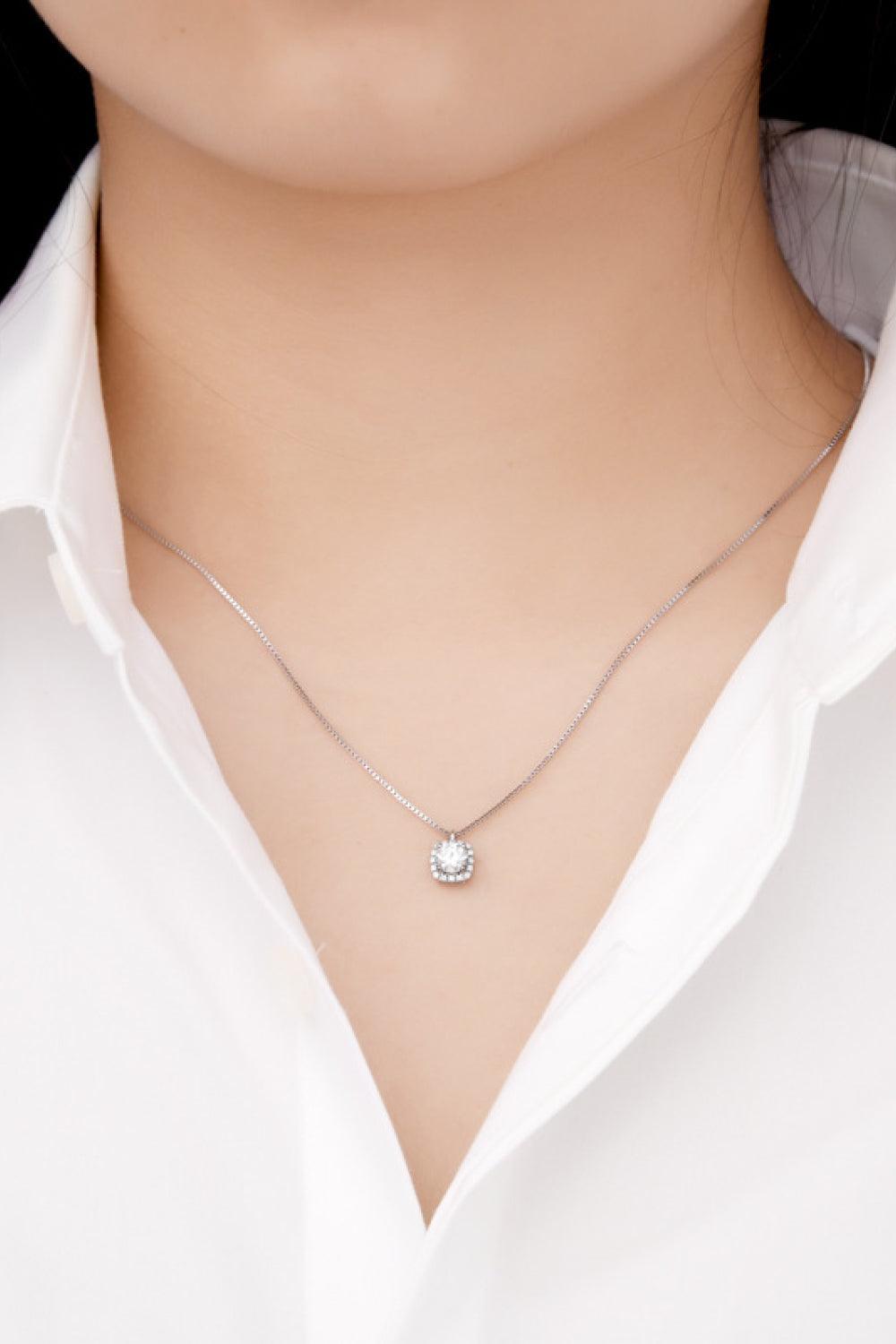 Moissanite Pendant Platinum-Plated Necklace - Necklace