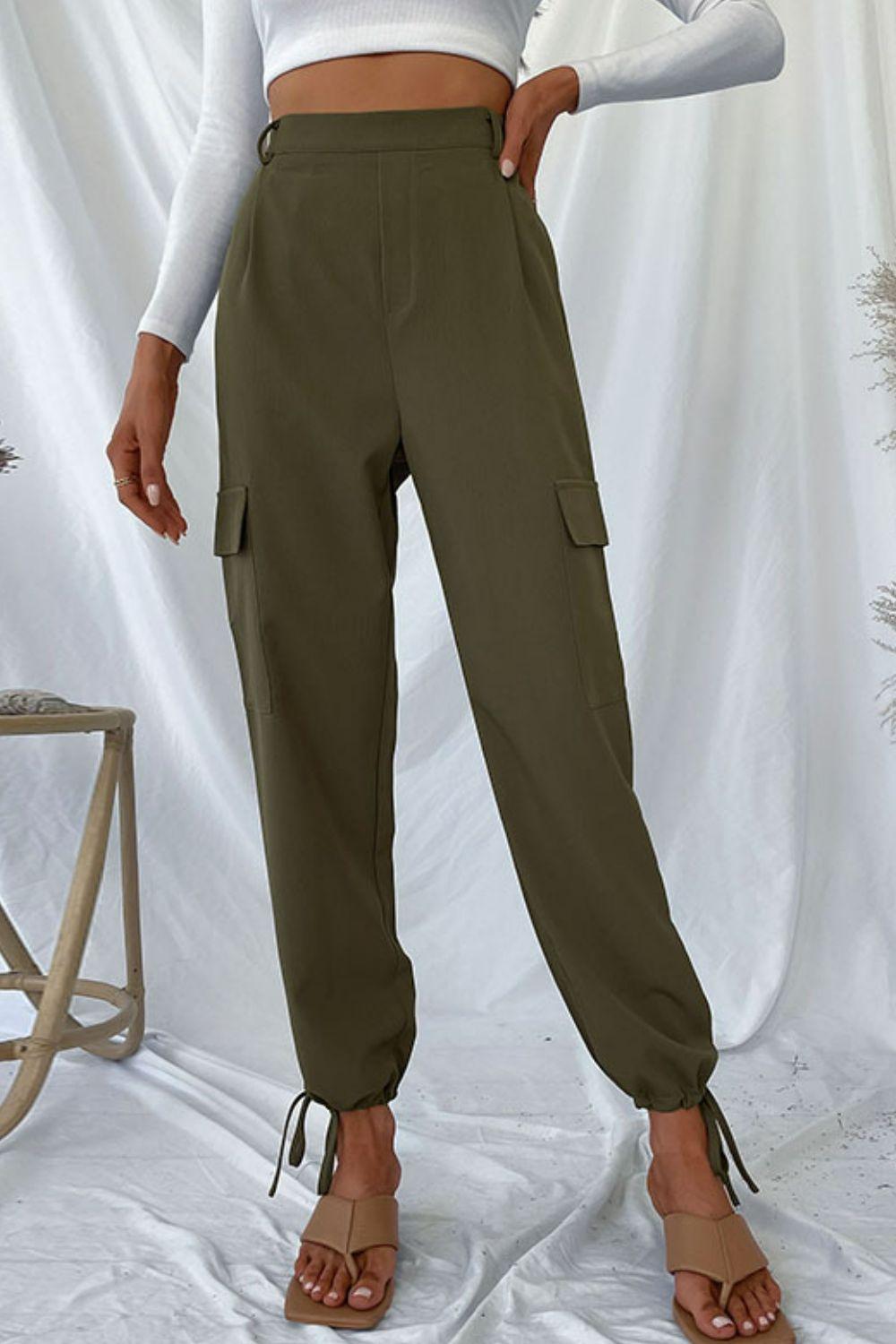 Drawstring Ankle High Waist Jogger Pants - Pant