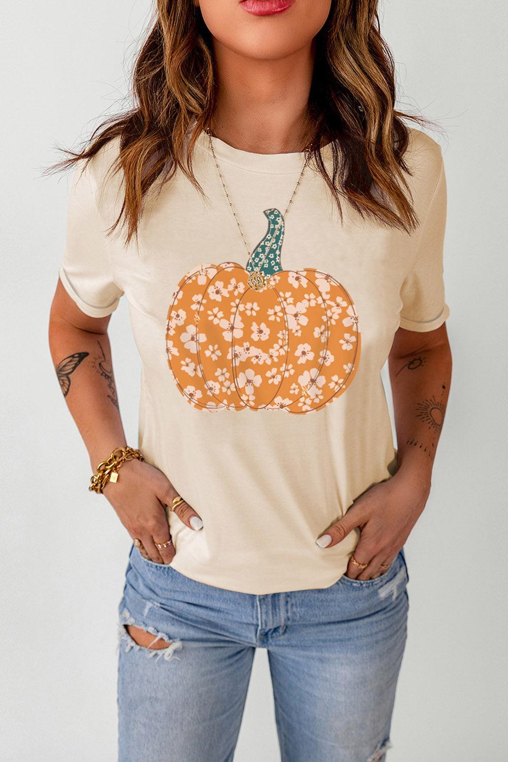 Short Sleeve Pumpkin Graphic Tee - T-Shirt