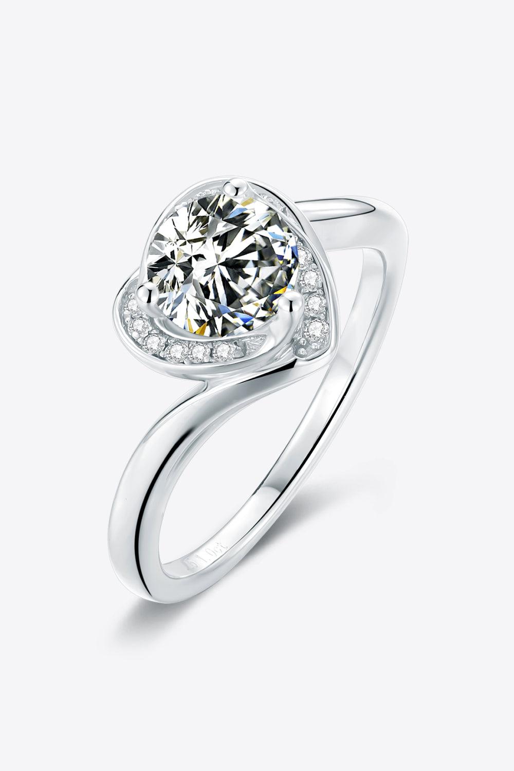 1 Carat Moissanite 925 Sterling Silver Heart Ring - Ring