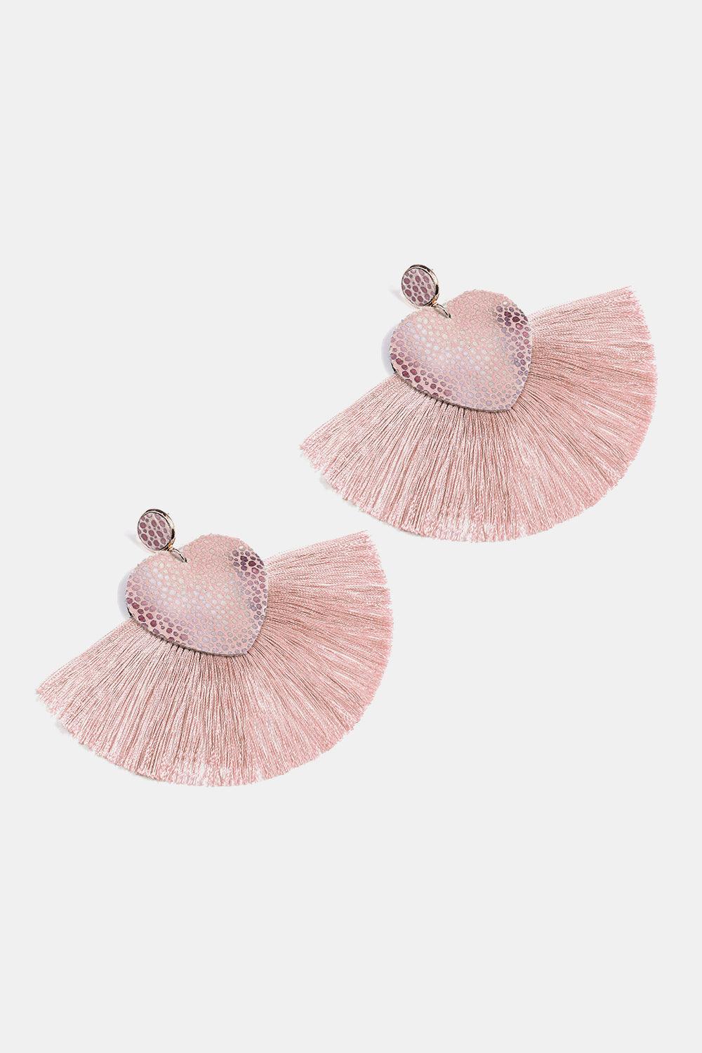 Heart Shape Fringed Dangle Earrings - Earring