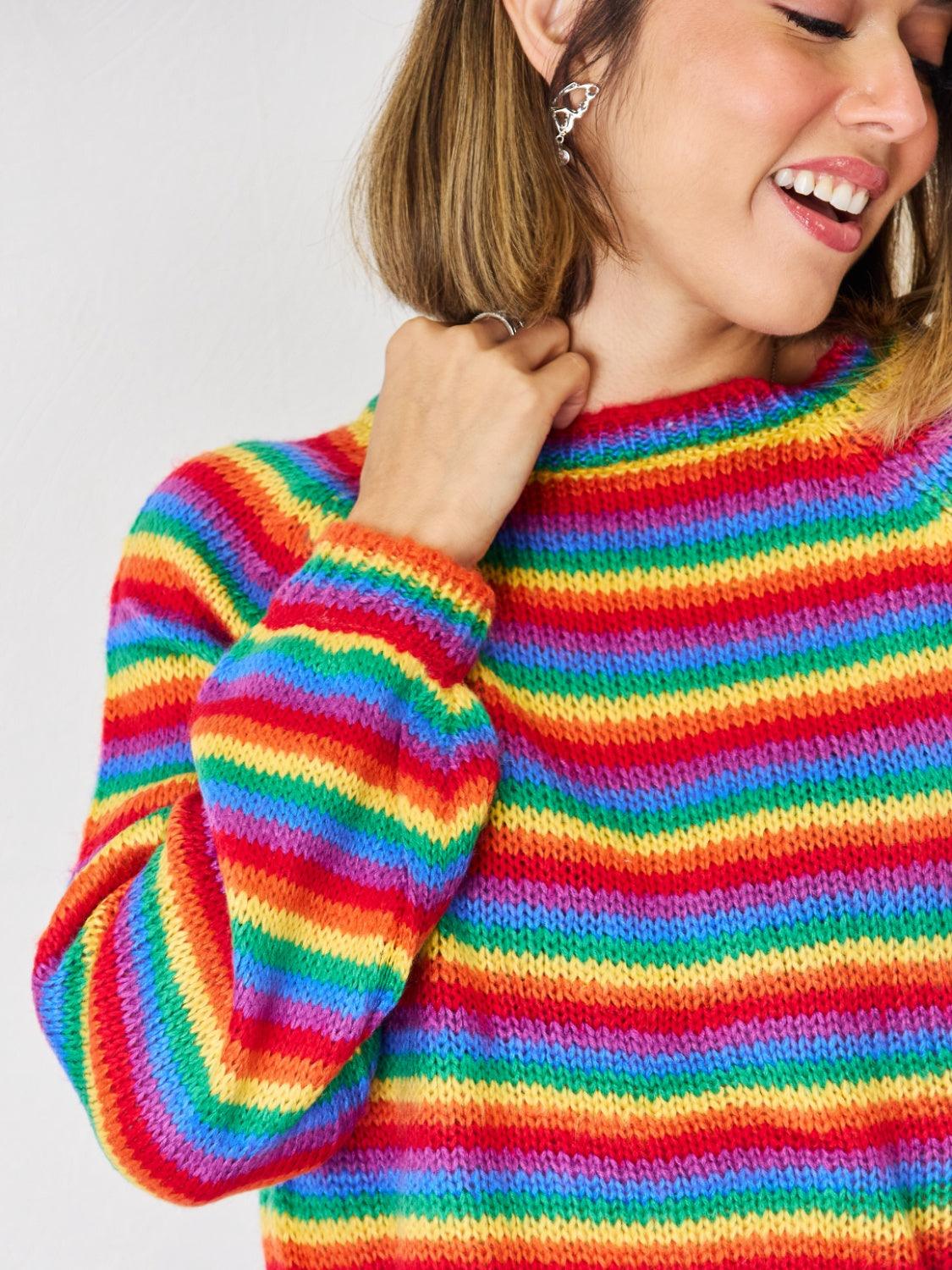 Striped Round Neck Sweater - Sweater