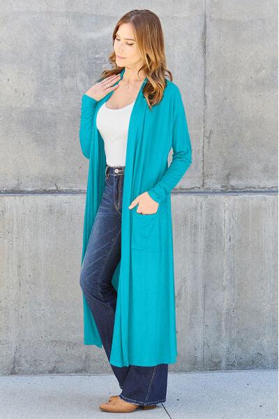 Basic Bae Full Size Open Front Long Sleeve Cover Up - Cardigan