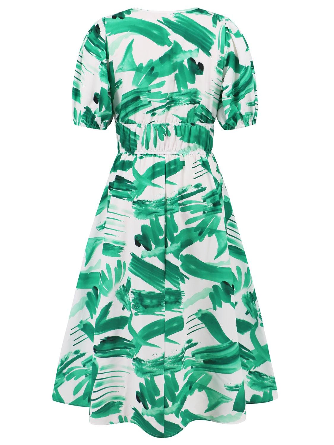 Ruched Floral Surplice Midi Dress - Dresses