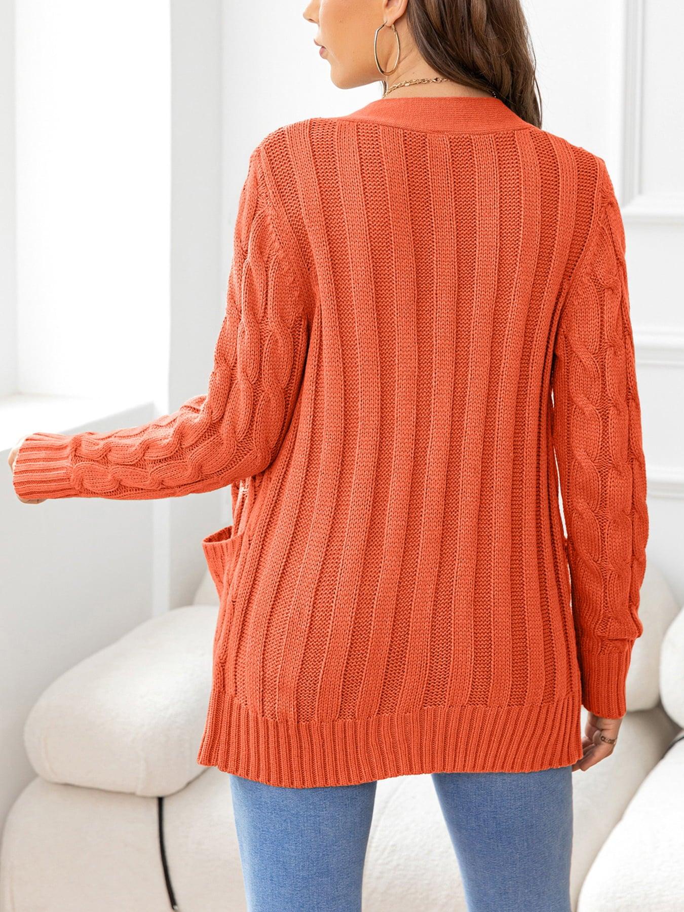 Button Down Cable-Knit Cardigan - Cardigan