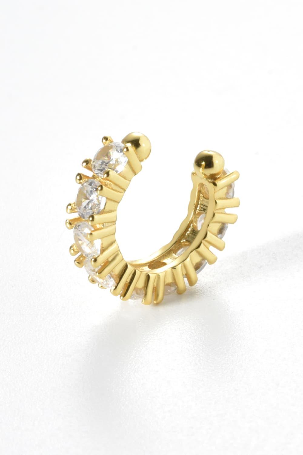 Inlaid Zircon Single Cuff Earring - Earring