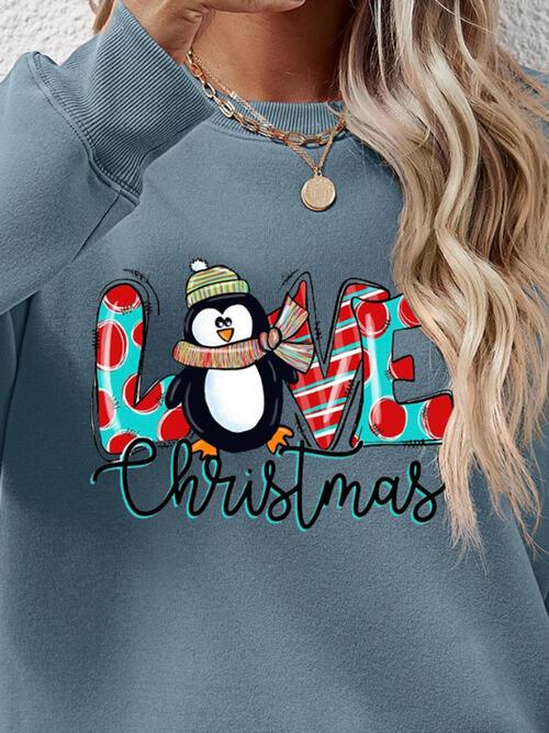 LOVE CHRISTMAS Drop Shoulder Sweatshirt - Sweatshirt