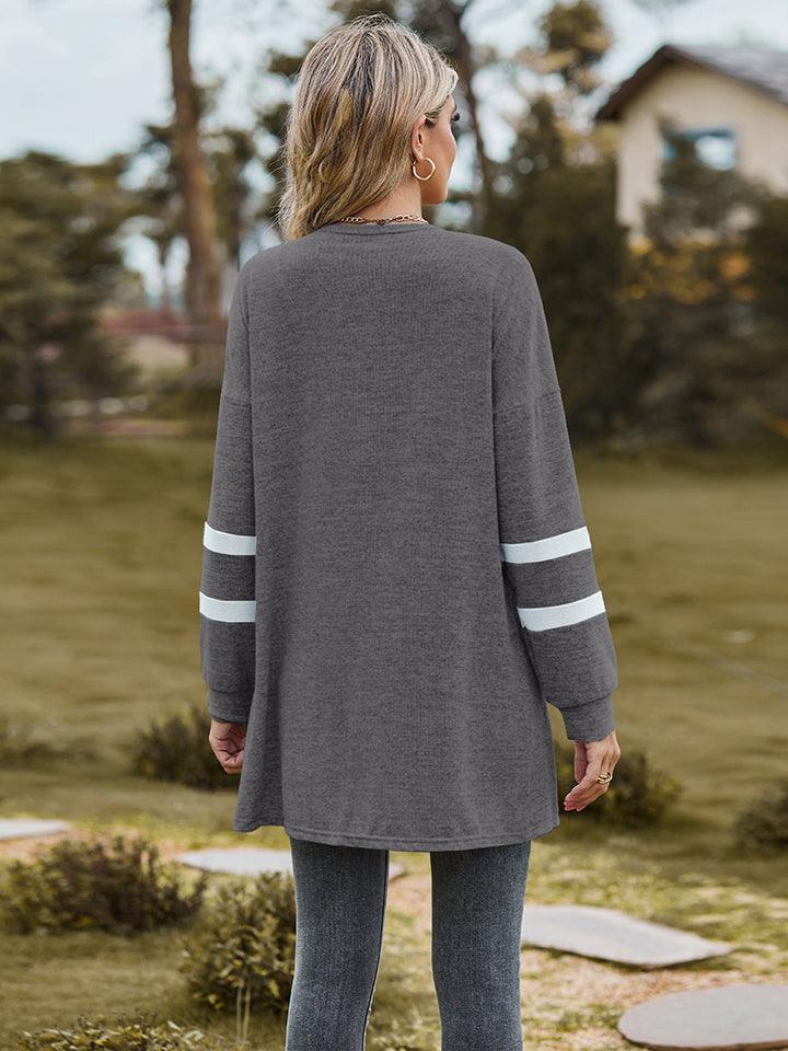 Longline Long Sleeve Open Front Cardigan - Cardigan