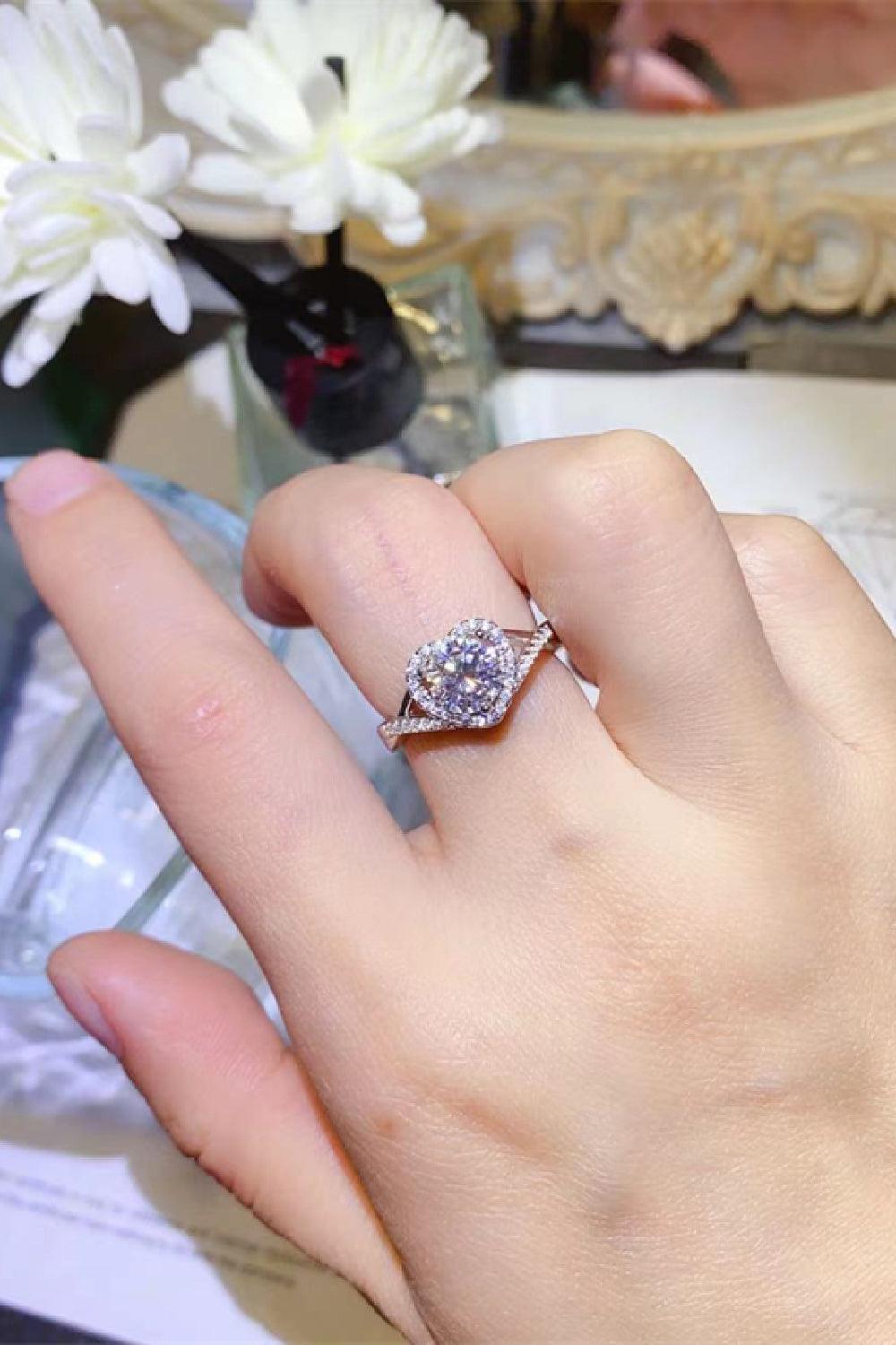 Adored 1 Carat Moissanite 925 Sterling Silver Heart Ring - Ring