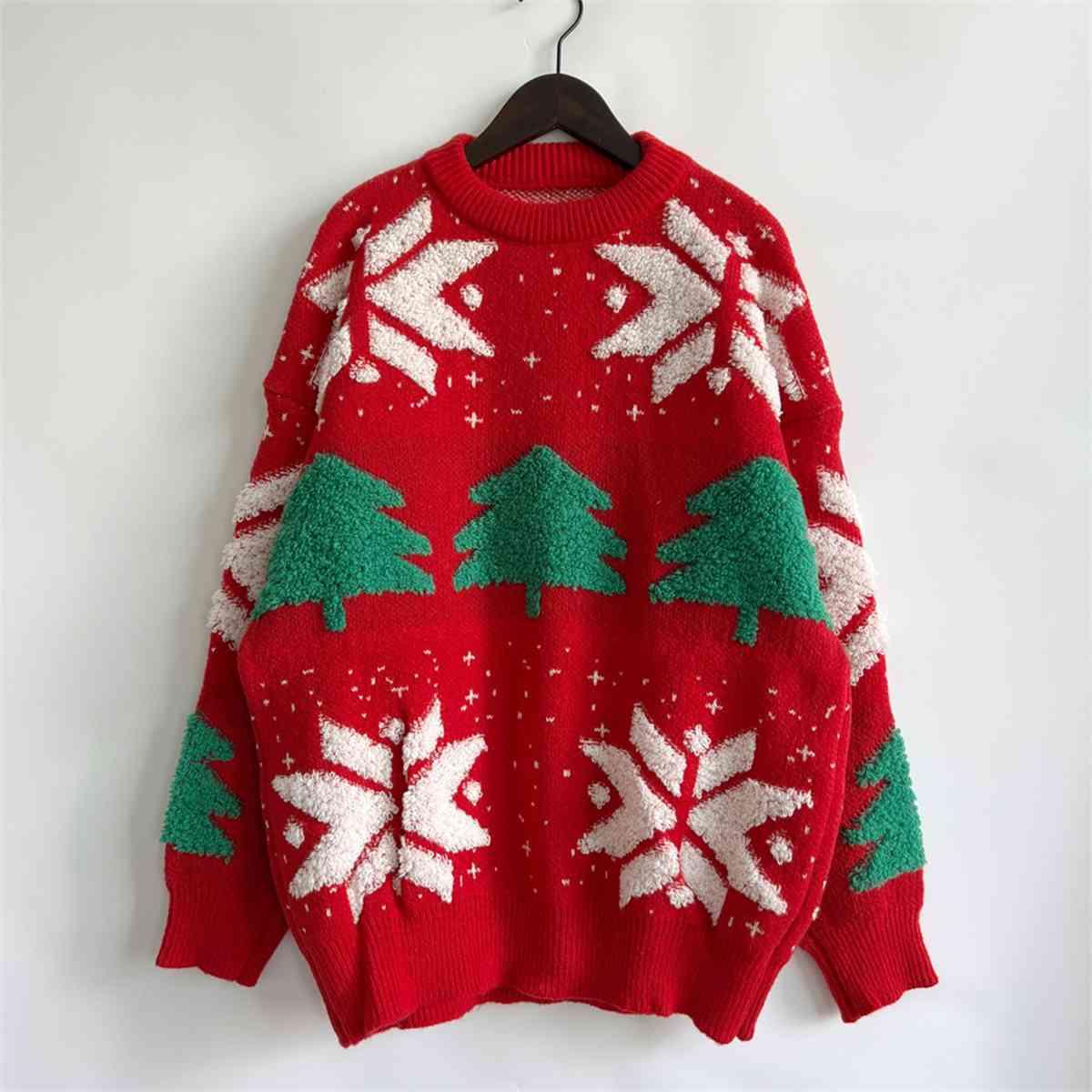 Christmas Tree Snowflake Sweater - Sweater