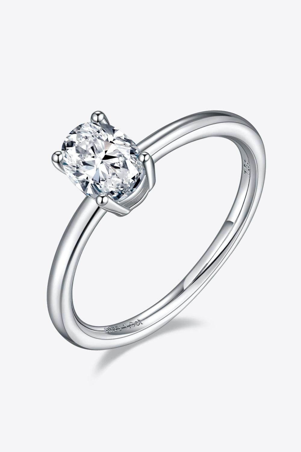 1 Carat Moissanite 925 Sterling Silver Solitaire Ring - Ring