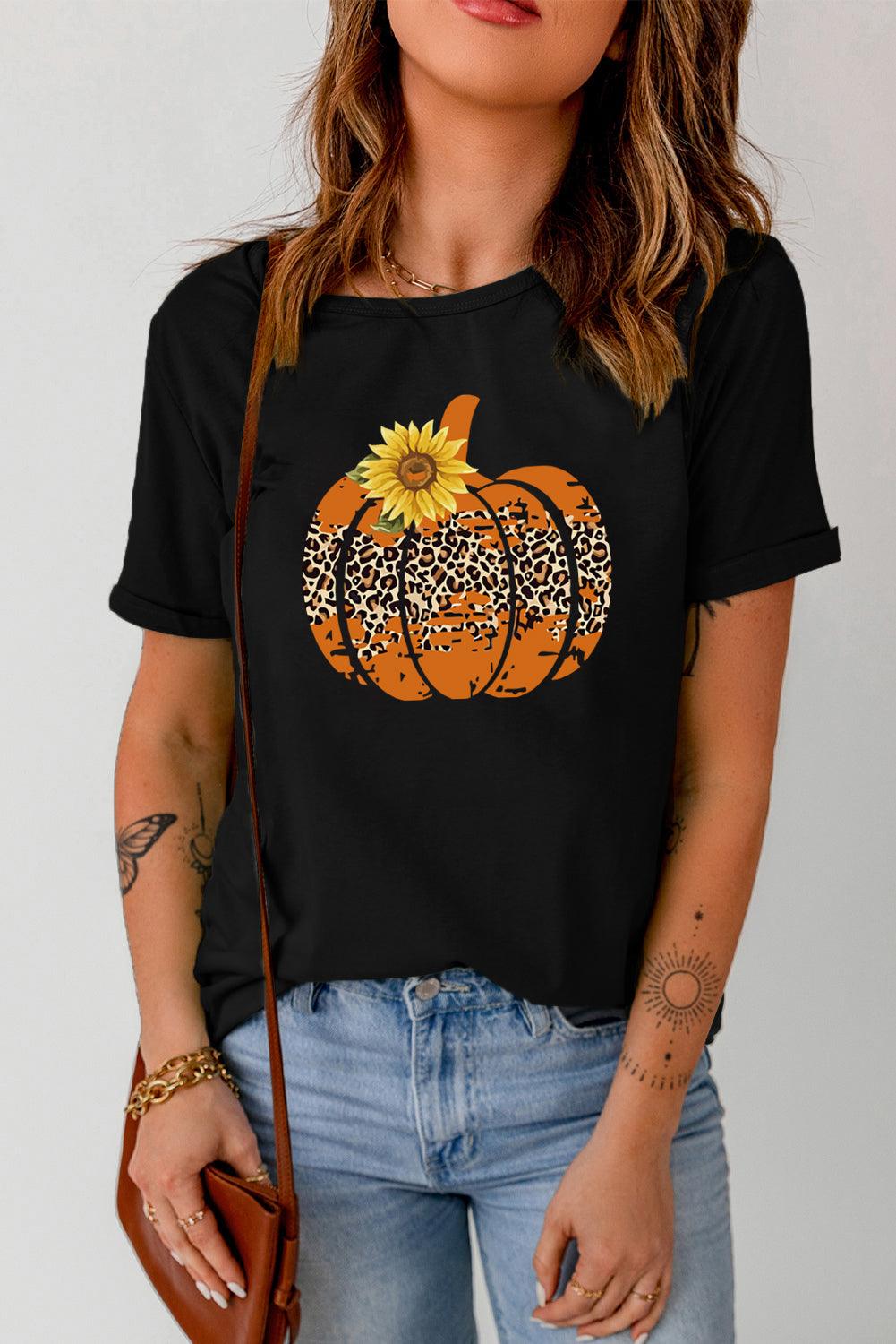 Sunflower Pumpkin Graphic Tee - T-Shirt