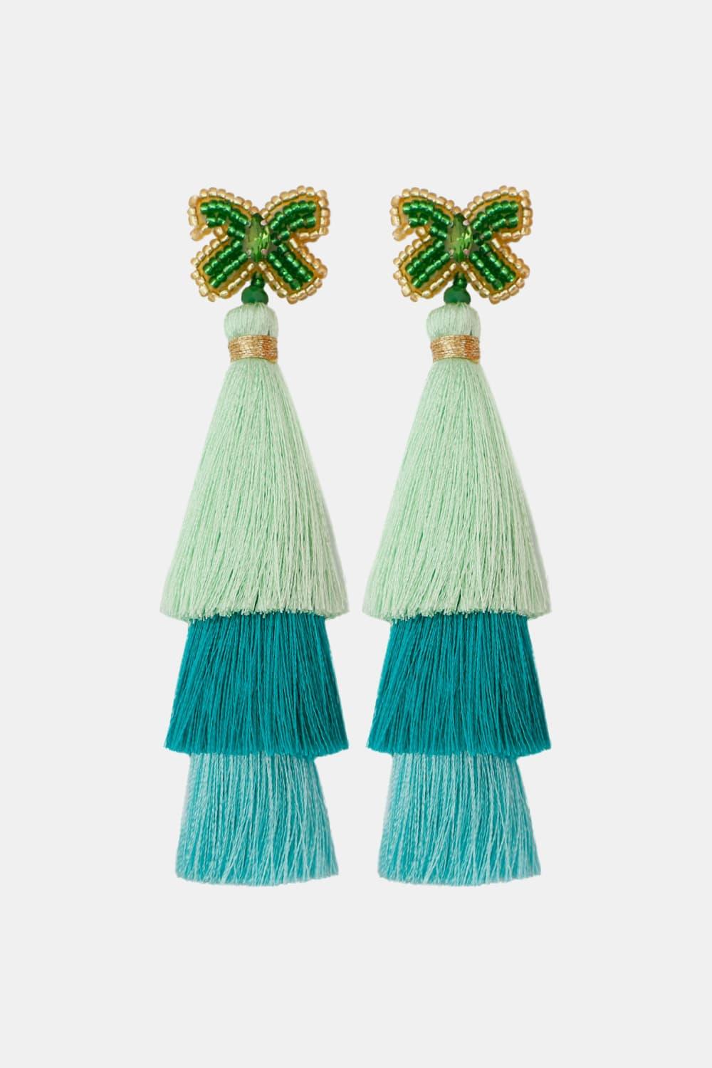 Triple-Layer Tassel Dangle Earrings - Earring