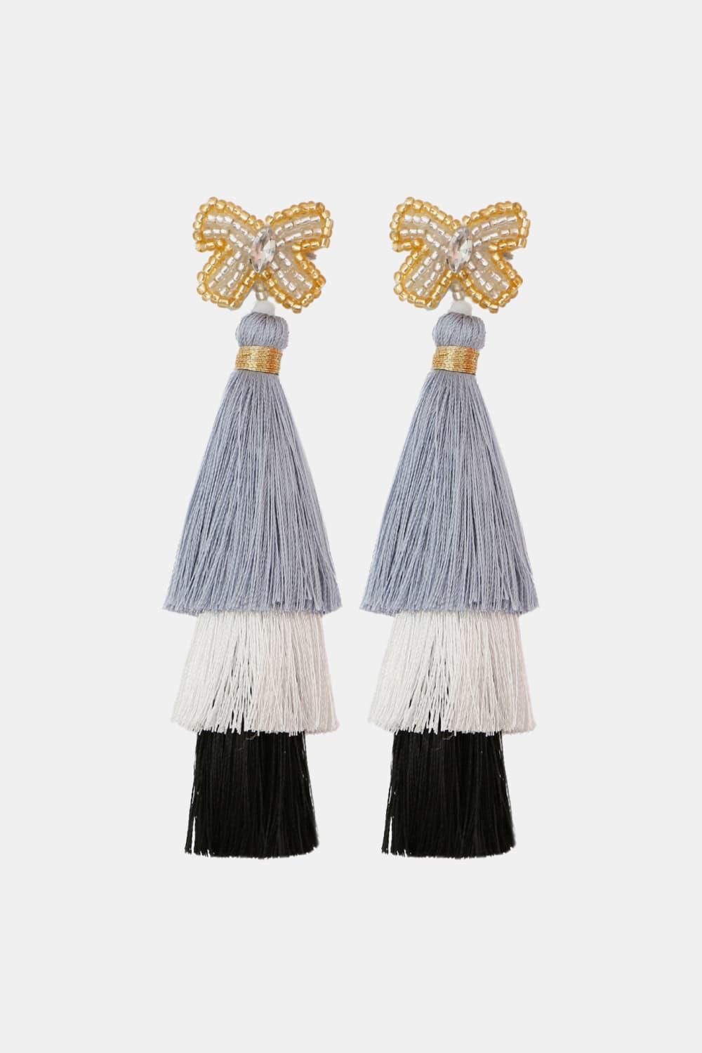 Triple-Layer Tassel Dangle Earrings - Earring