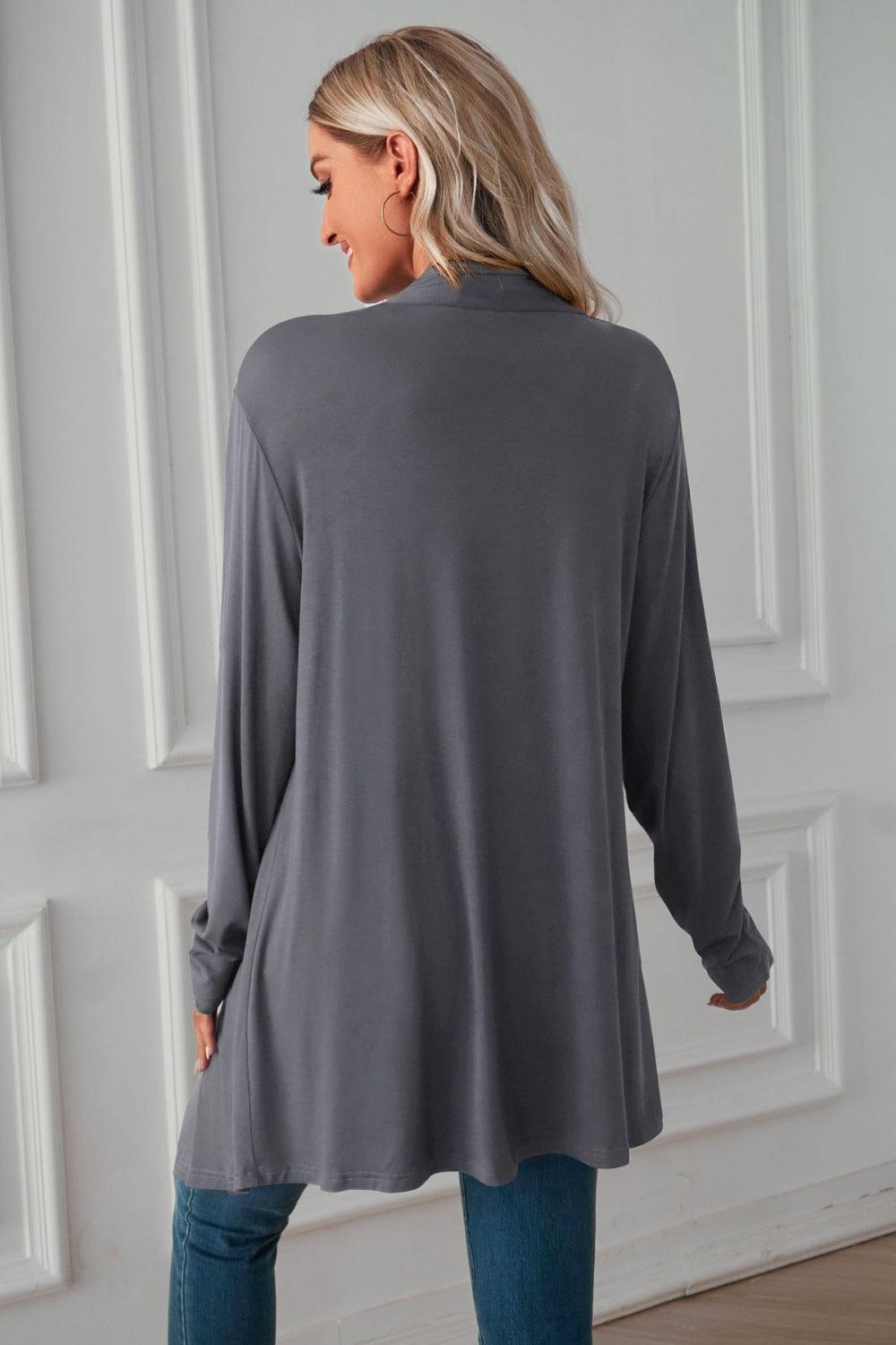 Open Front Long Sleeve Cardigan - Cardigan