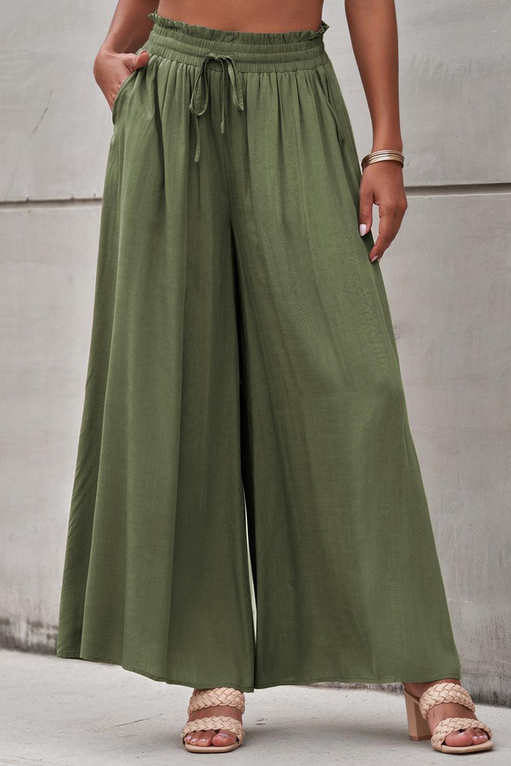 Drawstring Waist Wide Leg Pants - Pant