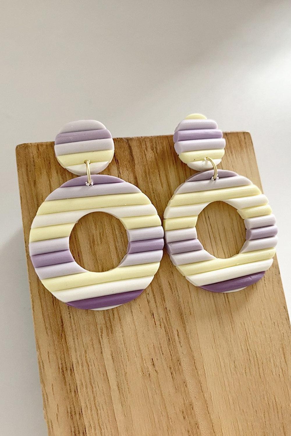 Round Shape Wooden Dangle Earrings - Earring