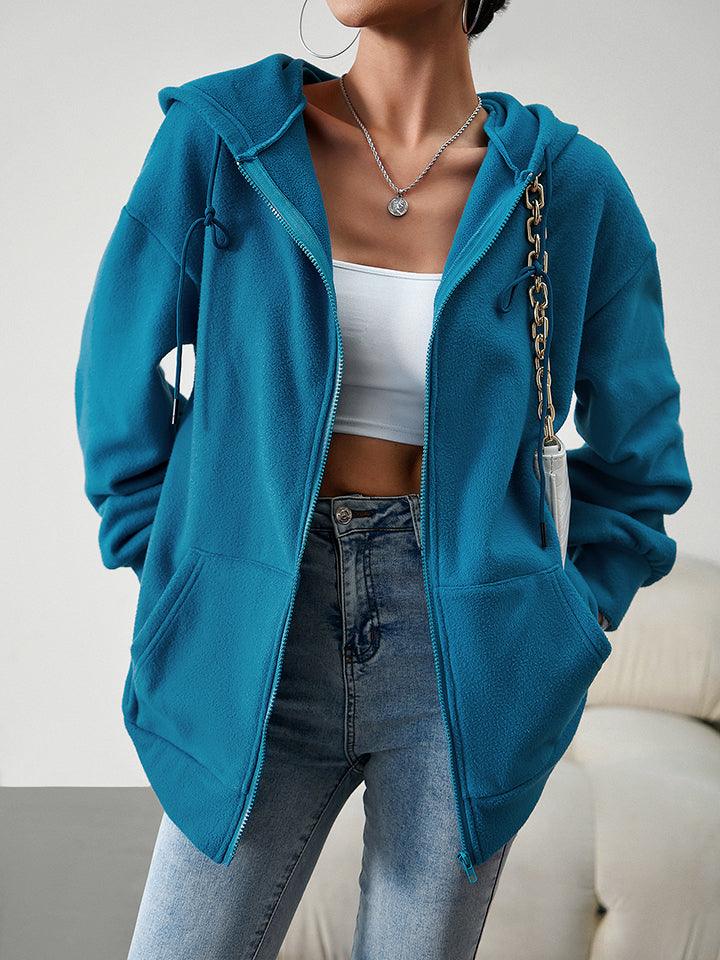 Zip-Up Hooded Fleece Jacket - Jacket