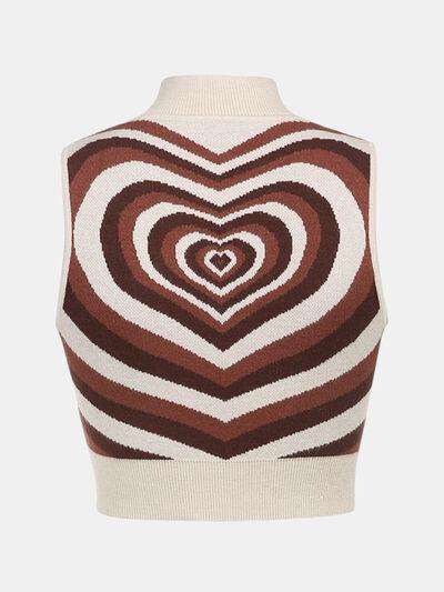 Heart Mock Neck Sweater Vest - Sweater