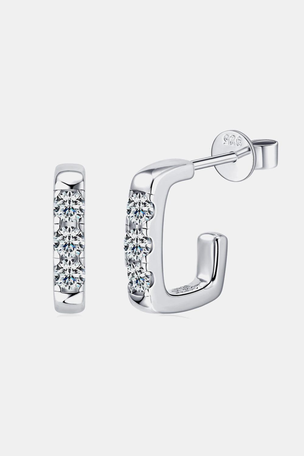 Moissanite 925 Sterling Silver Geometrical Huggie Earrings - Earring