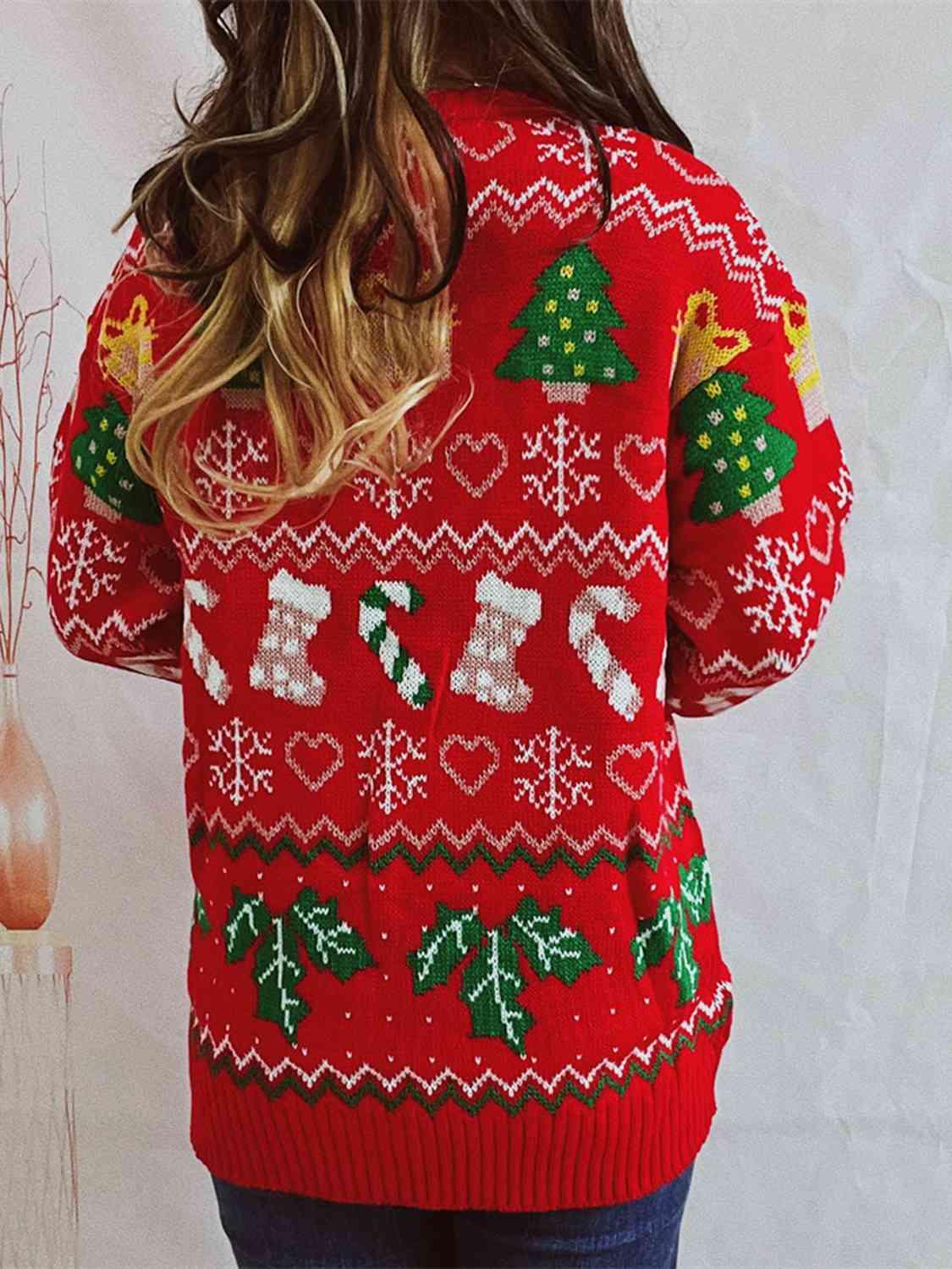 Christmas Drop Shoulder Fair Isle Sweater - Sweater