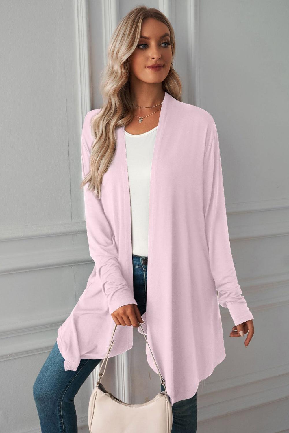 Open Front Long Sleeve Cardigan - Cardigan