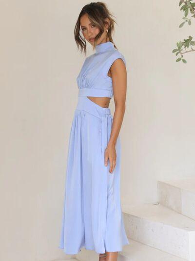 Cutout Mock Neck Sleeveless Maxi Dress - Dresses