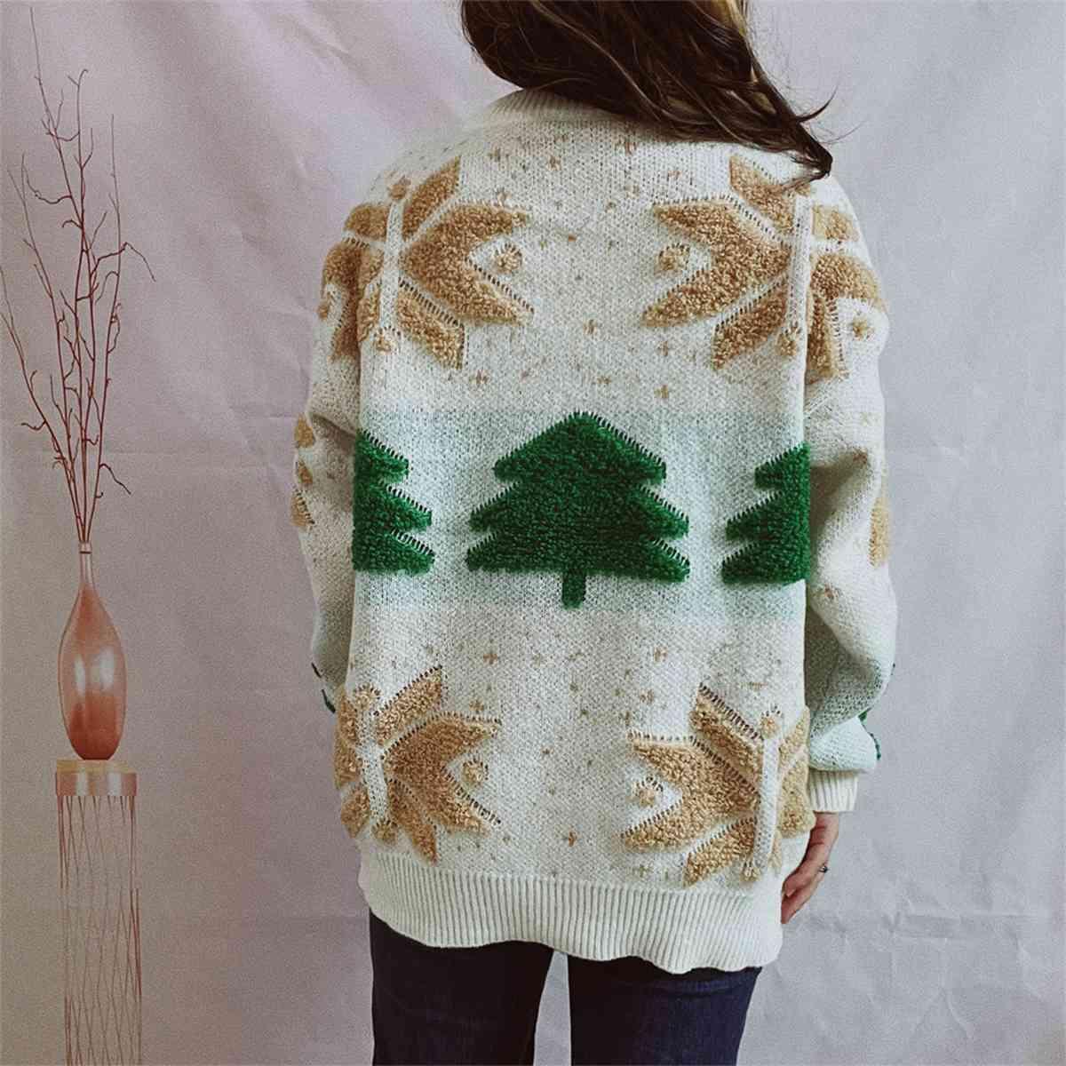 Christmas Tree Snowflake Sweater - Sweater