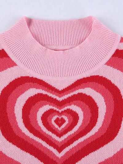 Heart Mock Neck Sweater Vest - Sweater