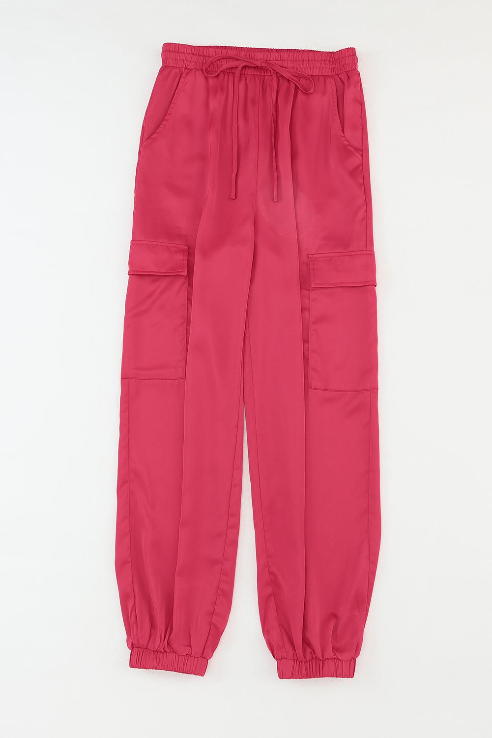 Tie High Waist Pocketed Joggers Pants - Pant