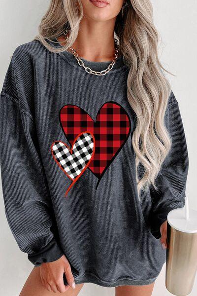 Heart Dropped Shoulder Sweatshirt - Sweatshirt