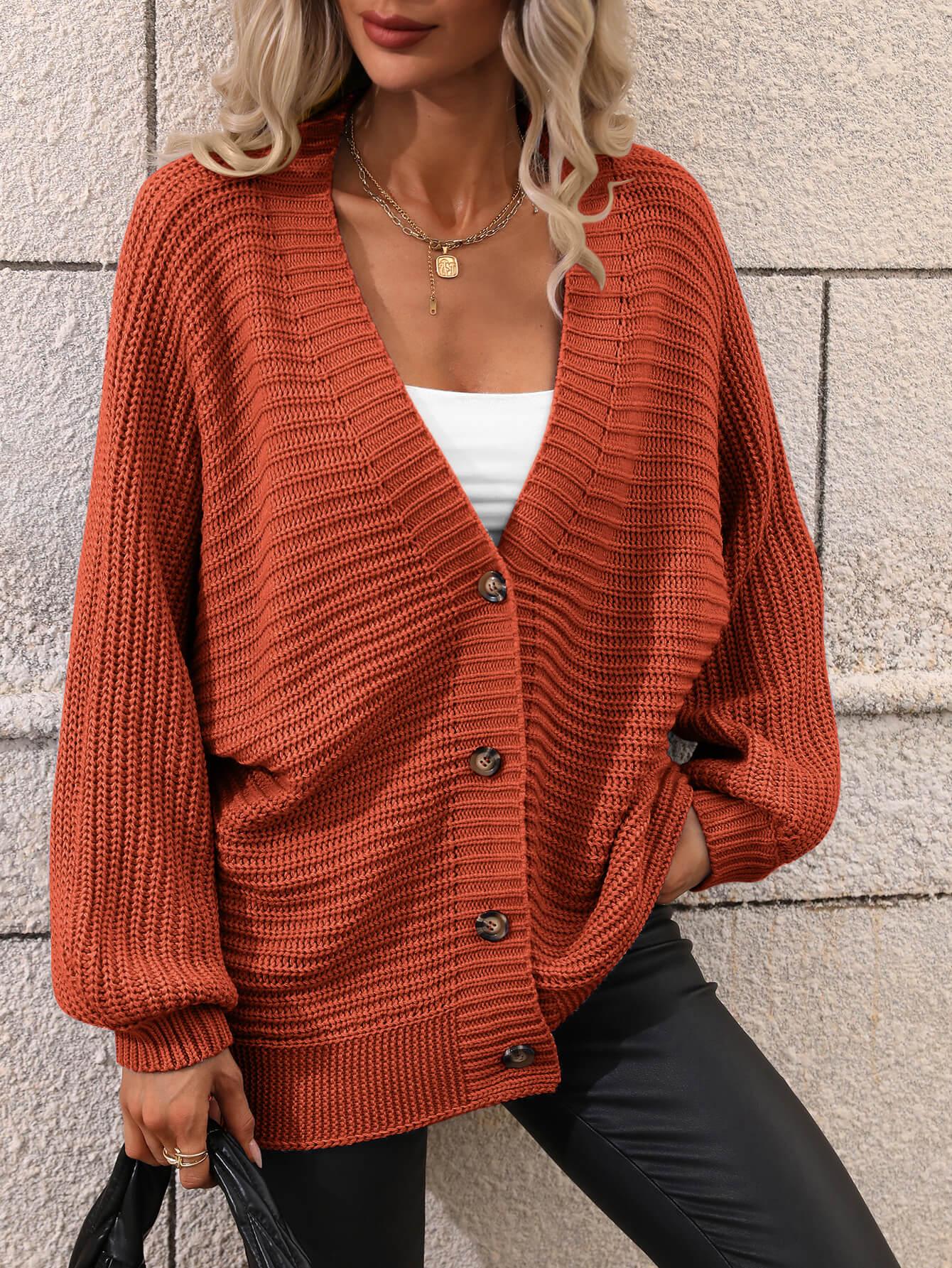 Button Down Ribbed Longline Cardigan - Cardigan