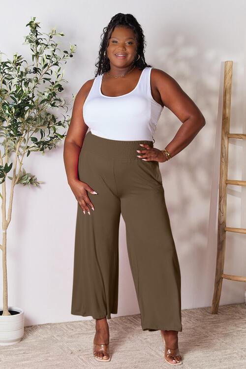 Double Take Smocked Waistband Wide Leg Pants - Pant