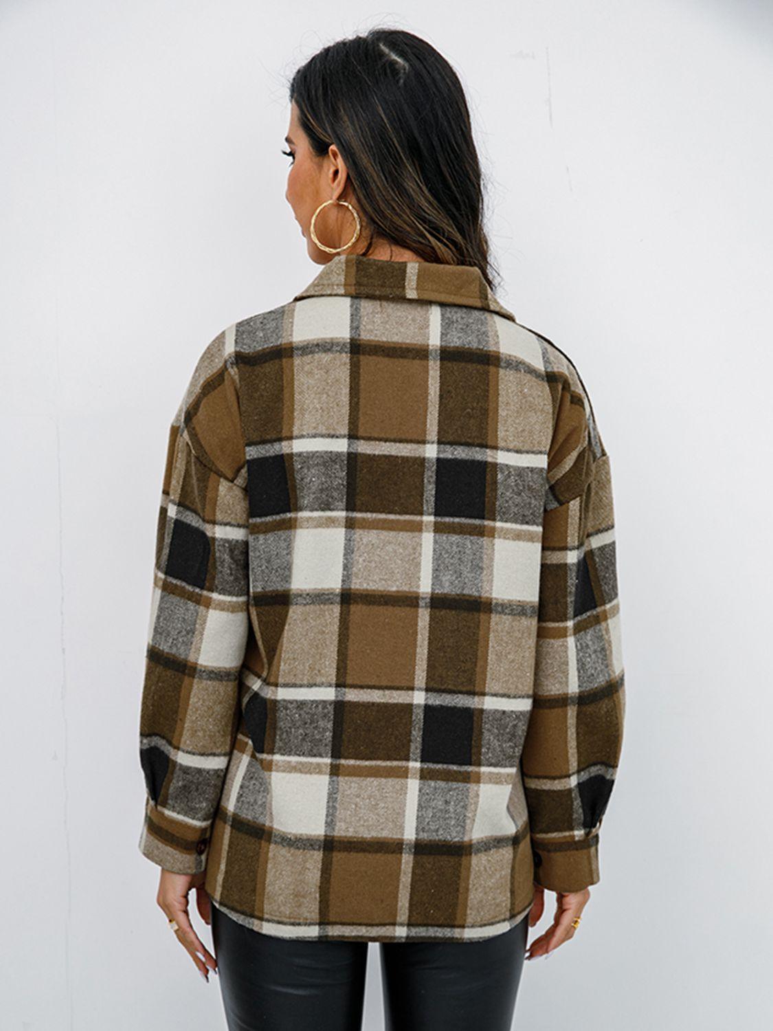 Plaid Button-Down Shirt Jacket - Shirt