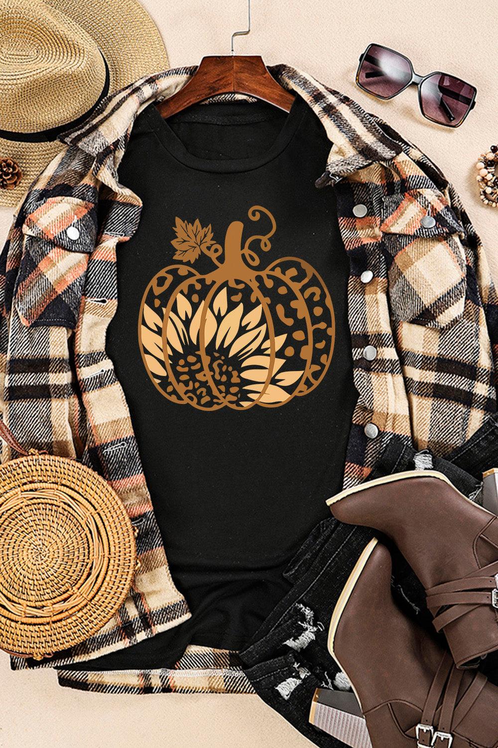 Short Sleeve Pumpkin Graphic T-Shirt - T-Shirt