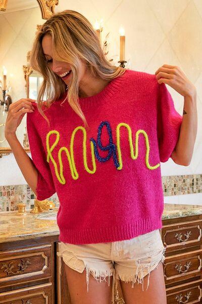 BiBi MOM Contrast Round Neck Sweater - Sweater