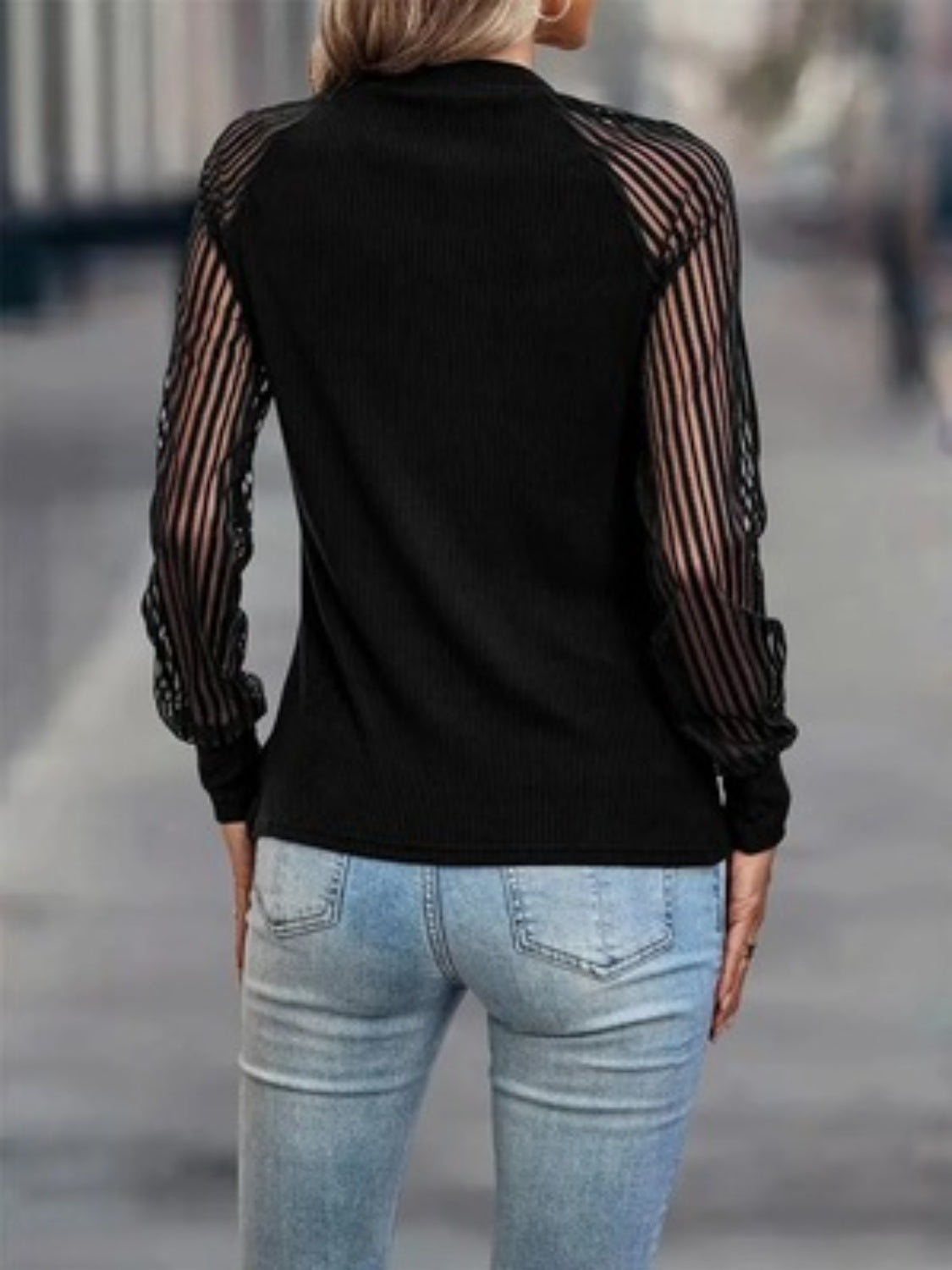 Mock Neck Raglan Long Sleeve Blouse