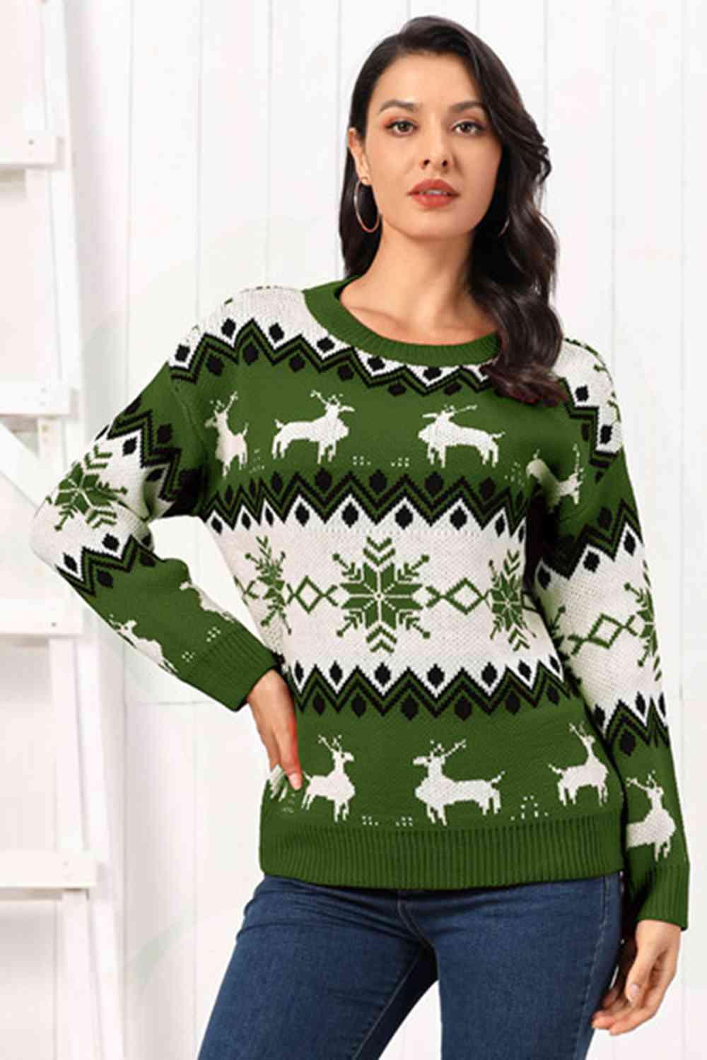 Christmas Reindeer Fair Isle Sweater - Sweater