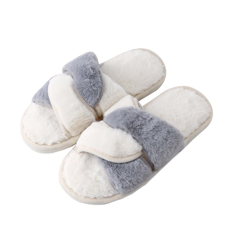 Faux Fur Twisted Strap Slippers - Slippers