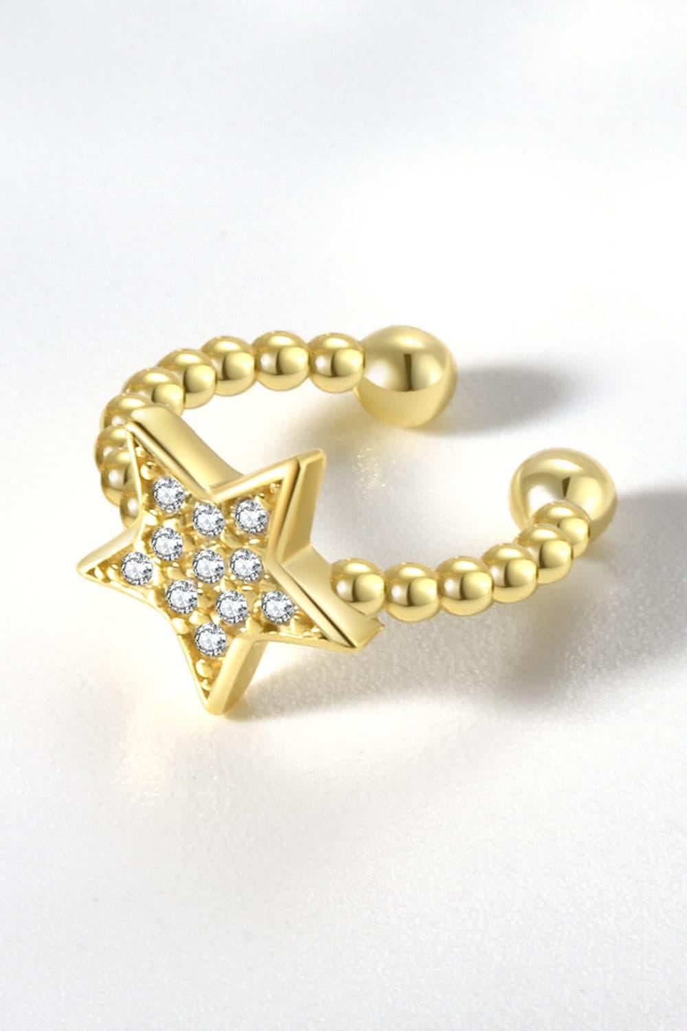 Inlaid Zircon Star Single Cuff Earring - Earring