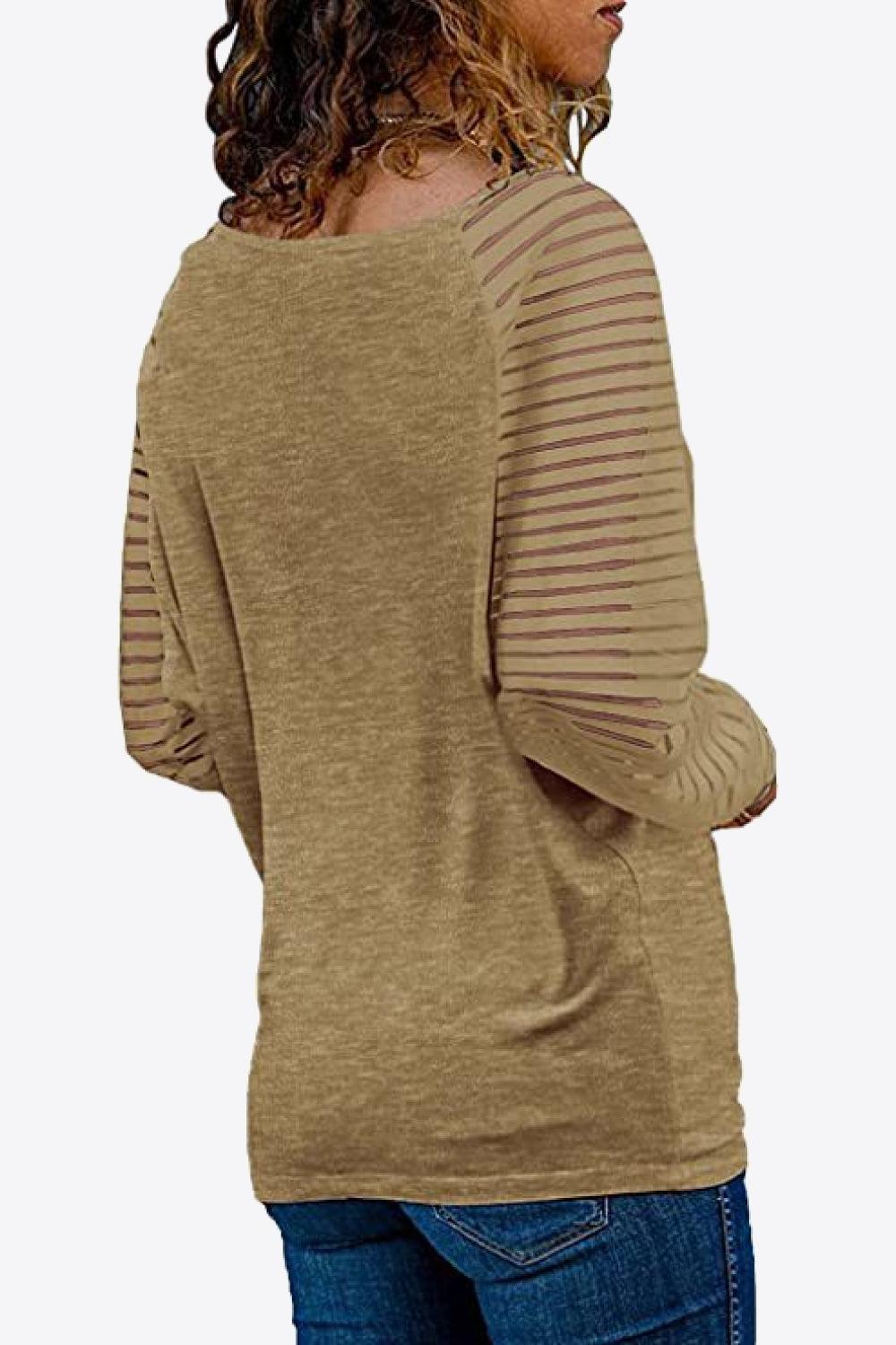 V-Neck Long Raglan Sleeve Top - Top